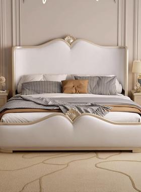 美式轻奢实木床高法式端储44237奢华复古绒布物双用人床现代简约