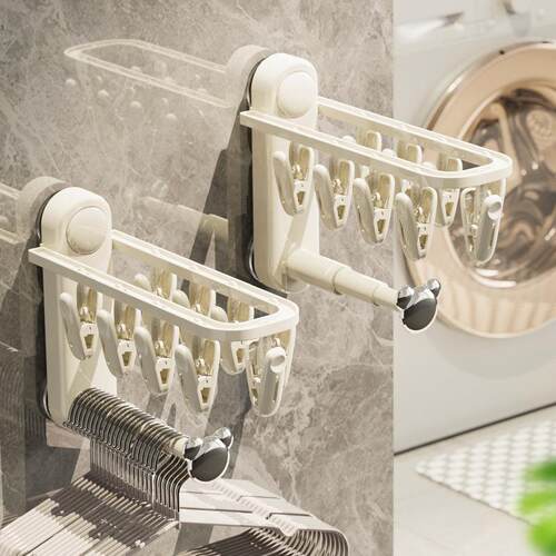 Socks drying rack with multiple clips, suction cup clothes h