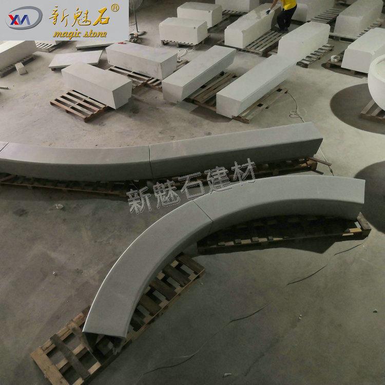 户外创意商业空间设计弧形组合座椅 商场休息美陈大型GRC树池坐凳