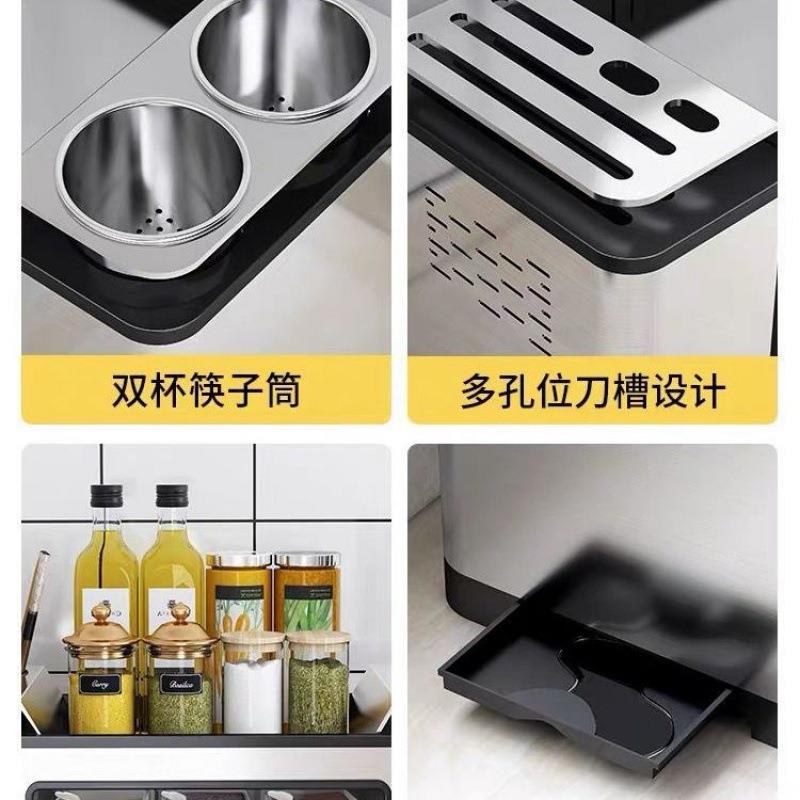 厨房家用不锈钢调料盒置物架多格一体防潮密封防尘调味品收纳盒子