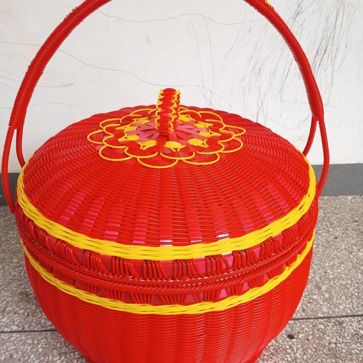 手工编织喜篮子花篮婚庆用品结婚篮子手提篮家用喜嫁篮子收纳篮
