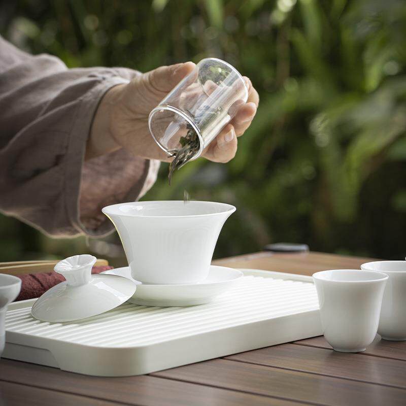 新款直销德化白瓷茶具功夫茶套装高档礼盒装带茶盘套组家用办公室