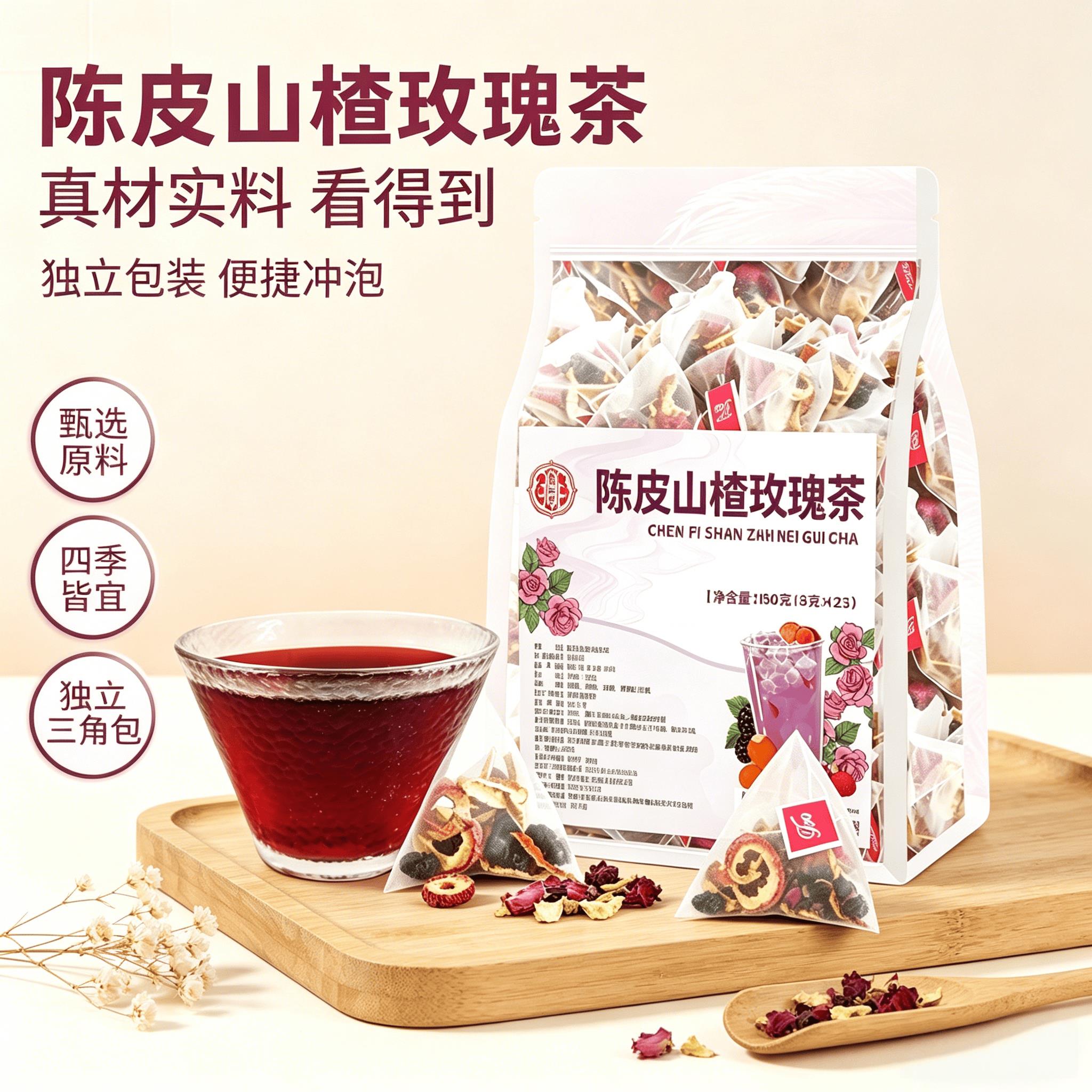 玫瑰山楂陈皮茶独立三角包真材实料花果代用茶日常便携泡水喝饮品
