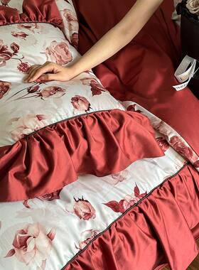 四法式瑰10JM20246支天丝棉0婚庆件套玫结婚备婚床品柔软透气-墨