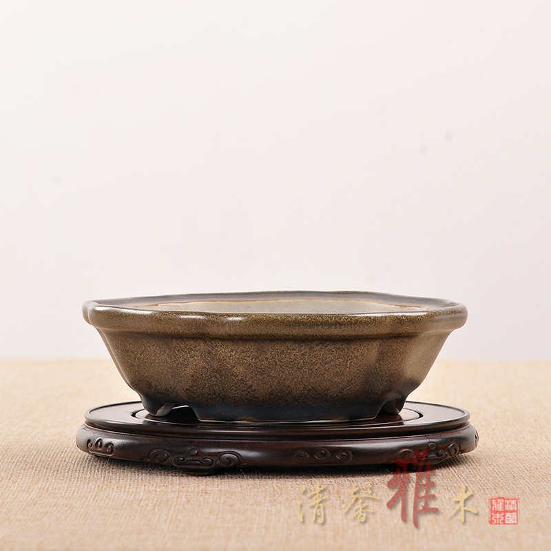 红木实木圆形木雕摆件如意底座花瓶茶壶花盆景玉器摆件铜香炉底座