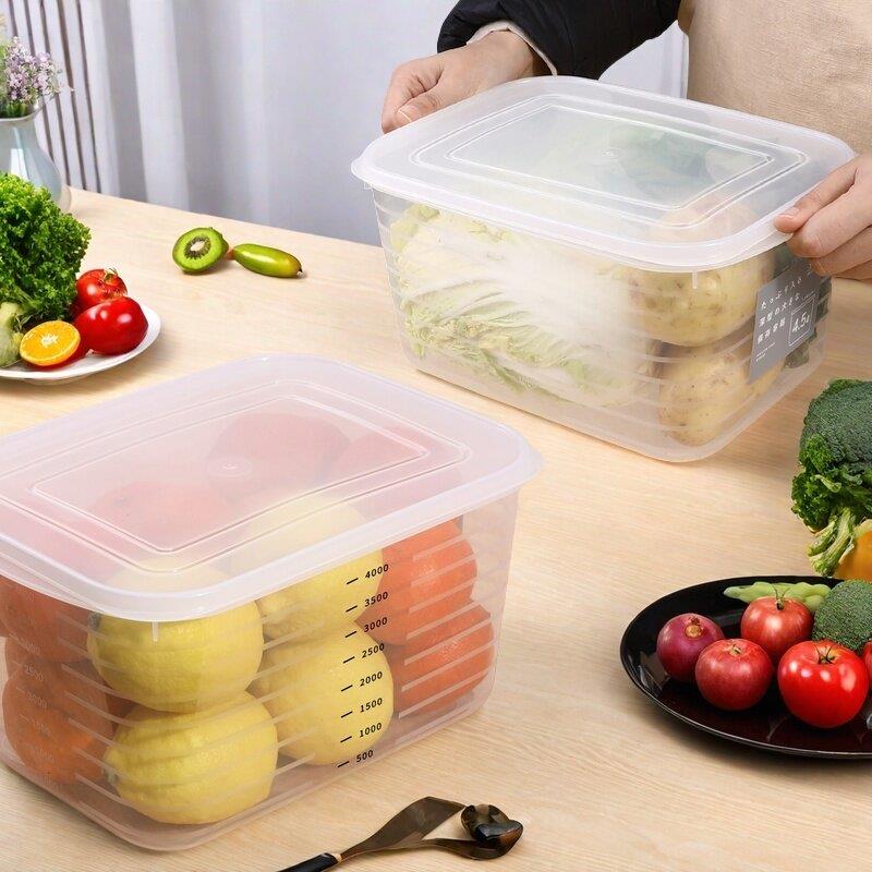 YAMADA 山田化学日本进口特大号装保鲜盒 4500ML 透明食物收纳盒