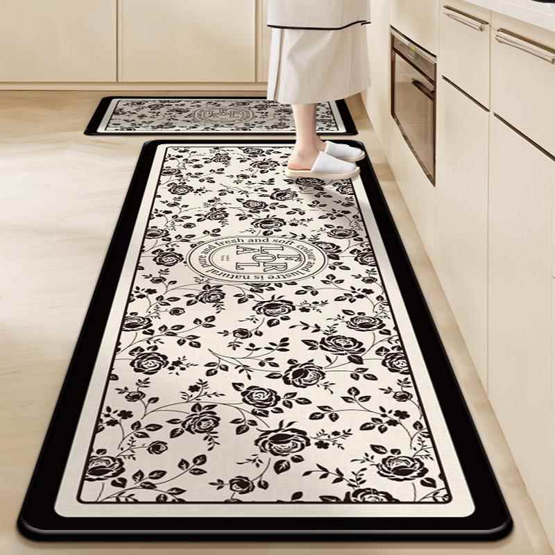 厨房里的地垫防滑防油可擦免洗地毯2024新款l型脚垫吸水吸油耐脏