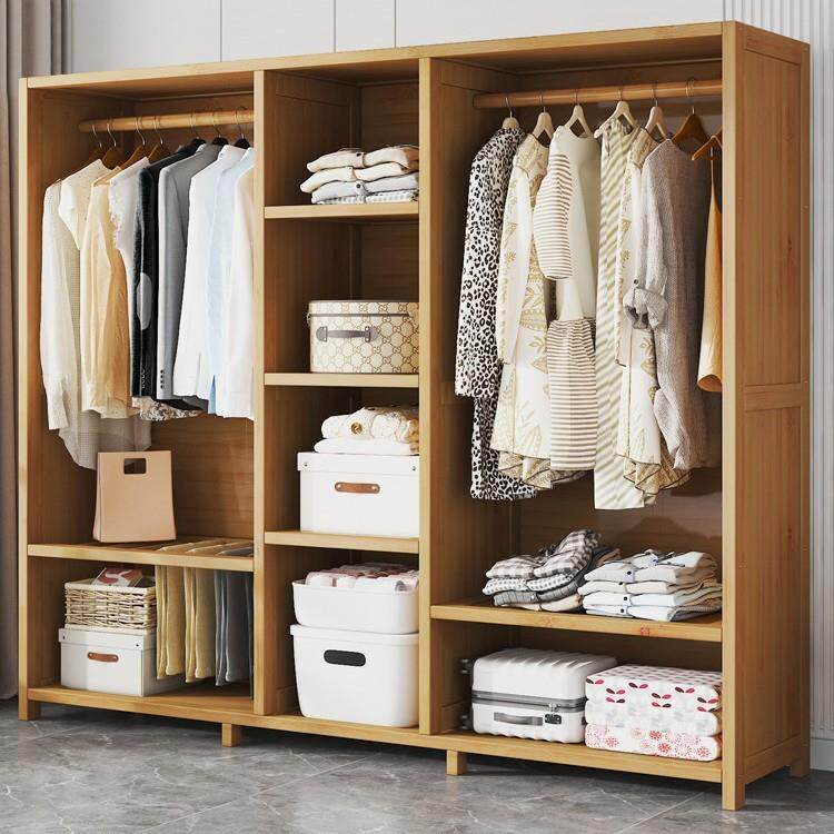 简易布帘家用卧室出租防0尘实木收纳无衣门衣橱结实耐用大容房柜