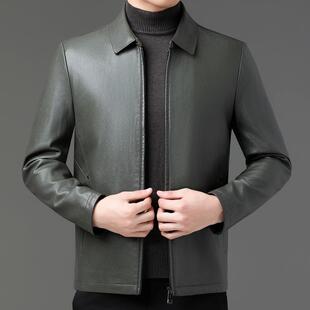 2260 U品秋牌真皮皮衣男加绒加厚冬夹时士尚休闲翻领男皮克爸爸外