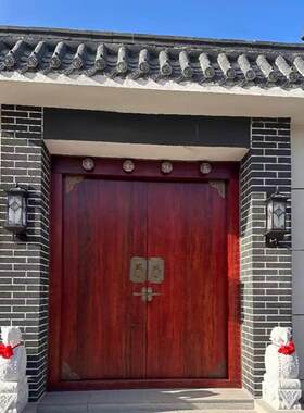 实木大门彷古老式木门中式别墅大门庭院双开 关大门自建房祠堂宗