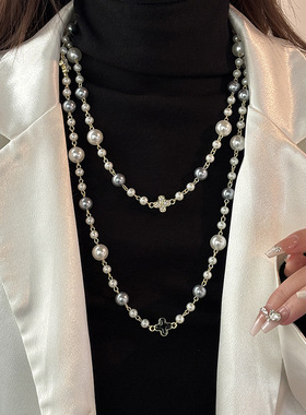 珍珠项链女款2024新款爆款高级感颈链秋冬长款毛衣链大气高档