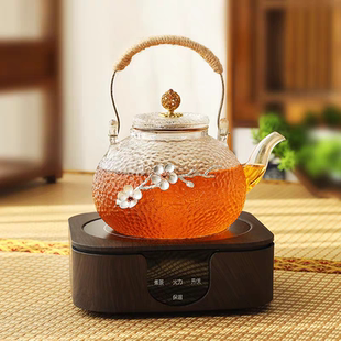 茶具提梁烧水壶锤纹家用高档电陶炉围炉煮茶器 玻璃泡茶壶2025新款