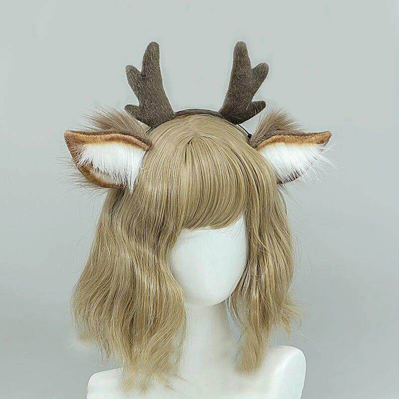 Cute Plush Antler HeadbandCosplay Deer Ear Head Hoop Lolita