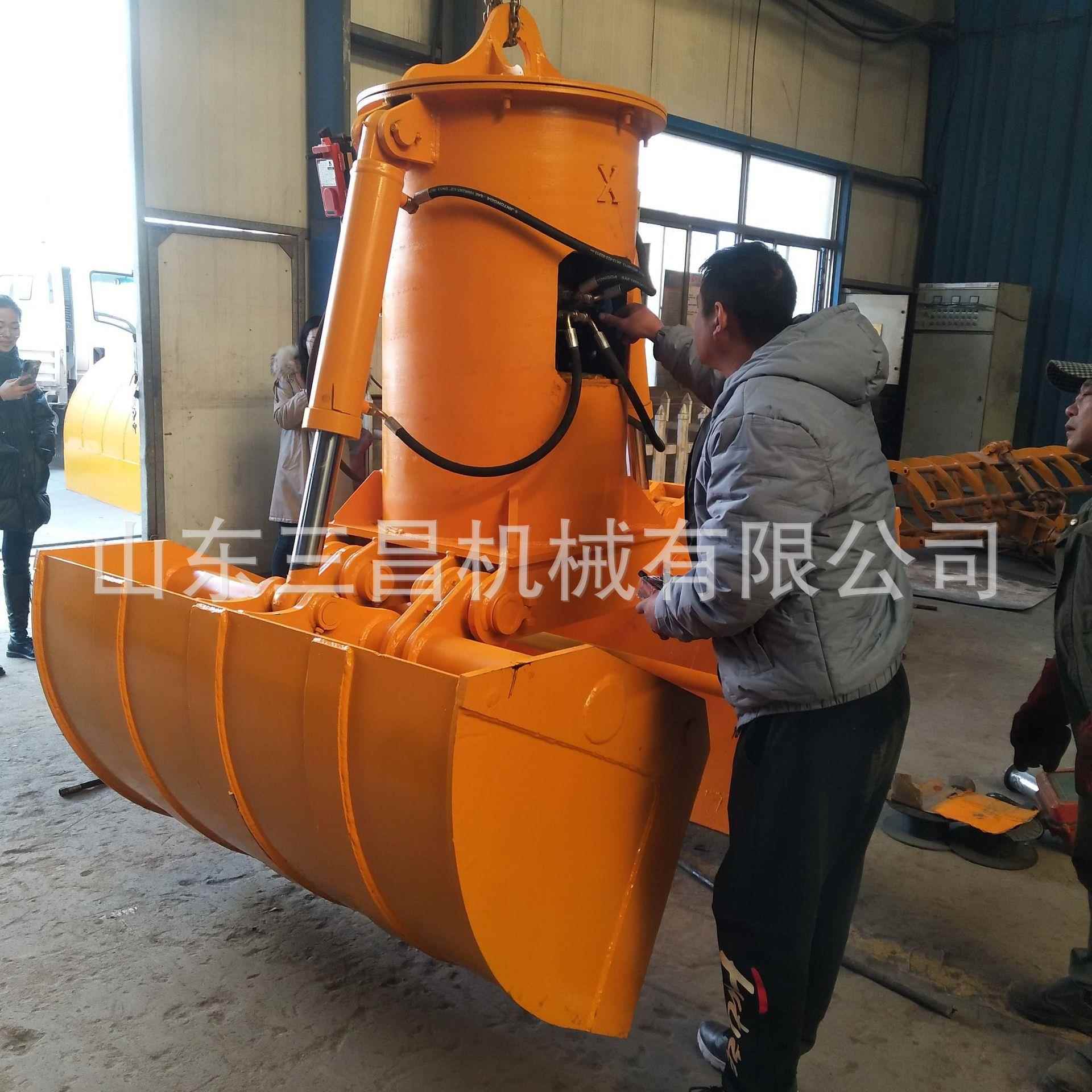 挖掘机液压蛤壳斗挖机改装贝壳斗行吊无线遥控水陆两用