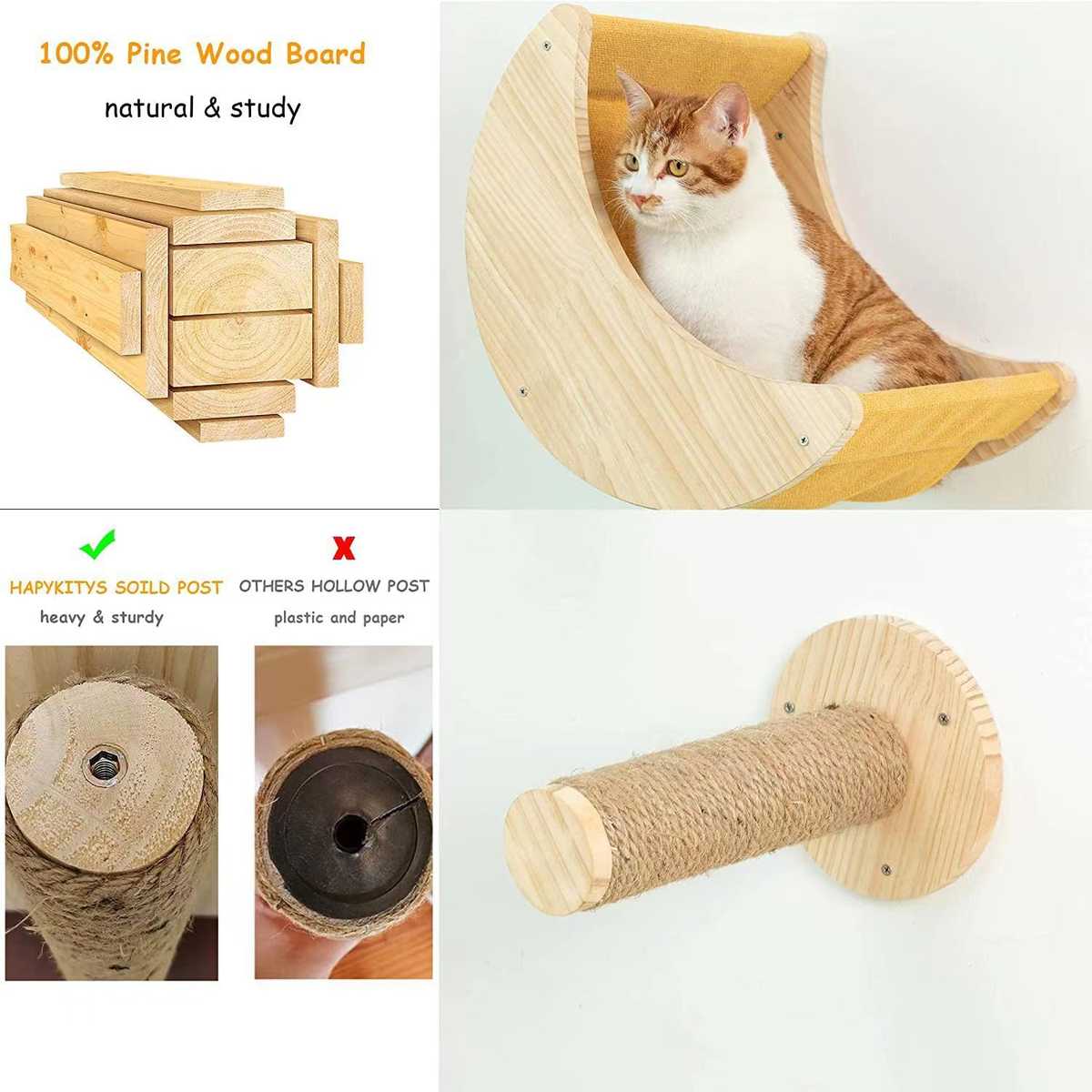 小型宠物猫爬架墙壁悬挂式猫窝简约家居墙上跳台爬梯剑麻猫抓柱