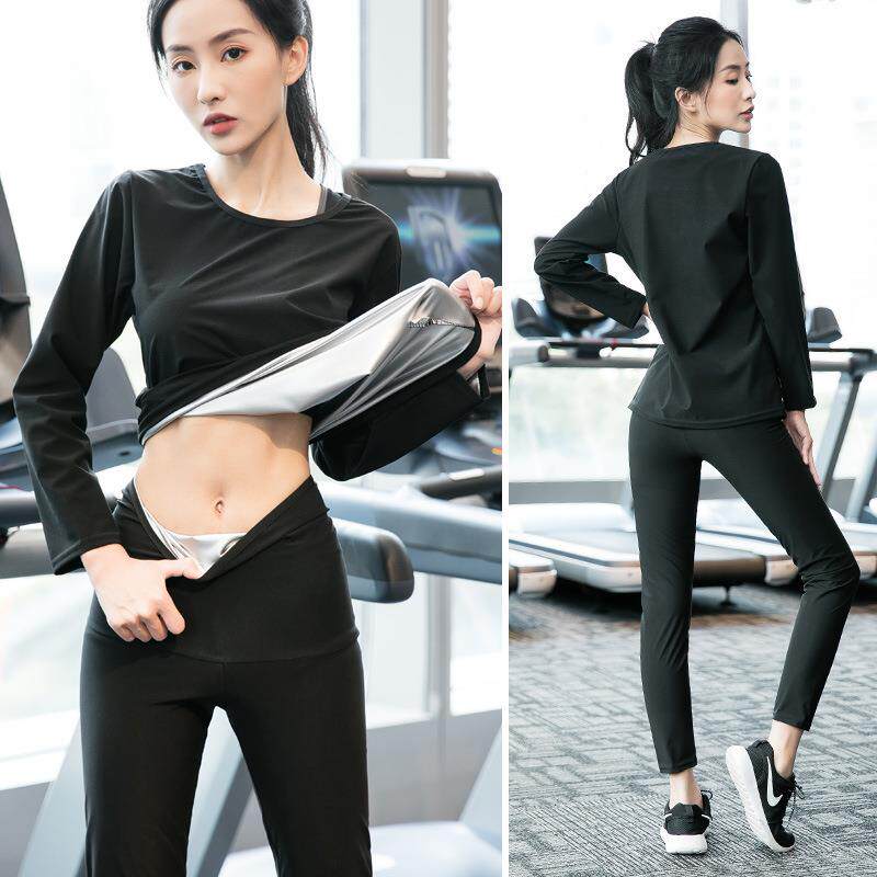 暴汗服套装女暴汗裤舞蹈健身发汗裤跑步运动瑜伽出汗高腰爆汗裤