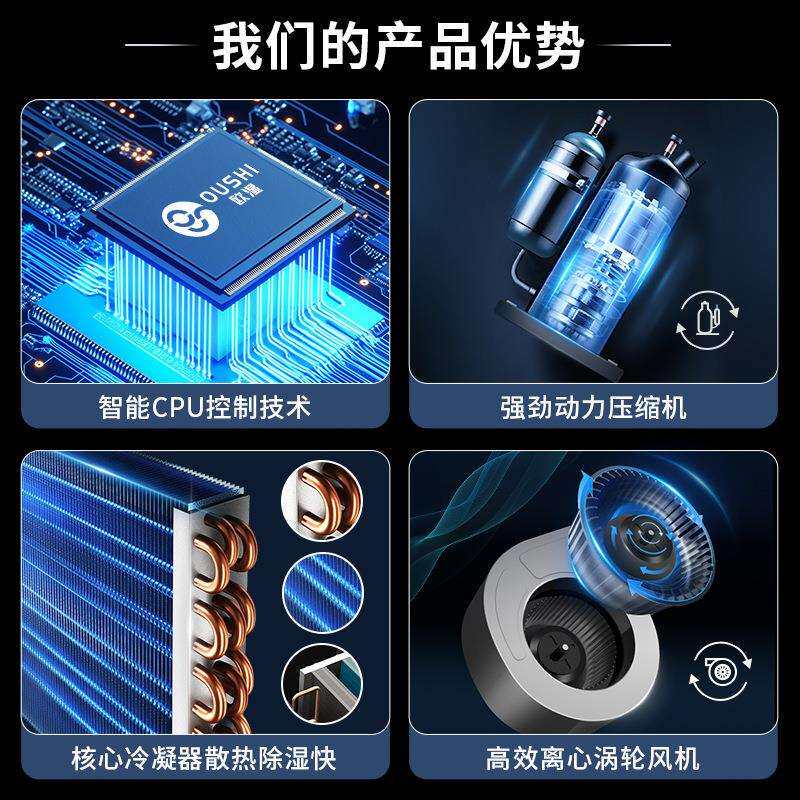 欧湿超薄吊顶除湿机管道新风工业壁挂商用别墅地下室换气APP控制