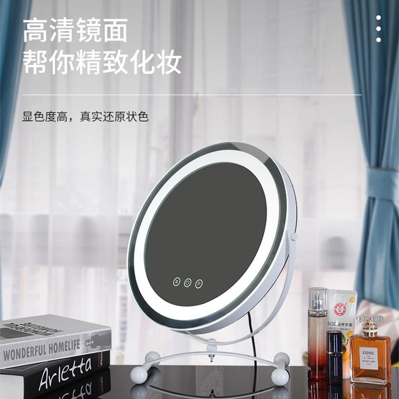 厂家供应台式单面镜led化妆镜梳妆镜铁框三色灯光高清镜面可调光