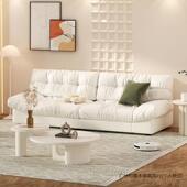 云朵沙新CYH现代简约奶风油客厅小户型直排双三人位发懒款 人布艺