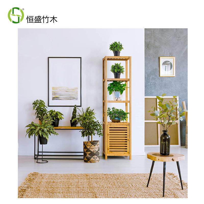 恒盛竹木厨房放家具置物架落地收纳物品架子竹子竹制多层加厚