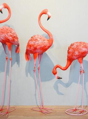 大型铁艺火烈鸟模型摆件服装店橱窗商场开 业美陈婚庆装饰落地摆