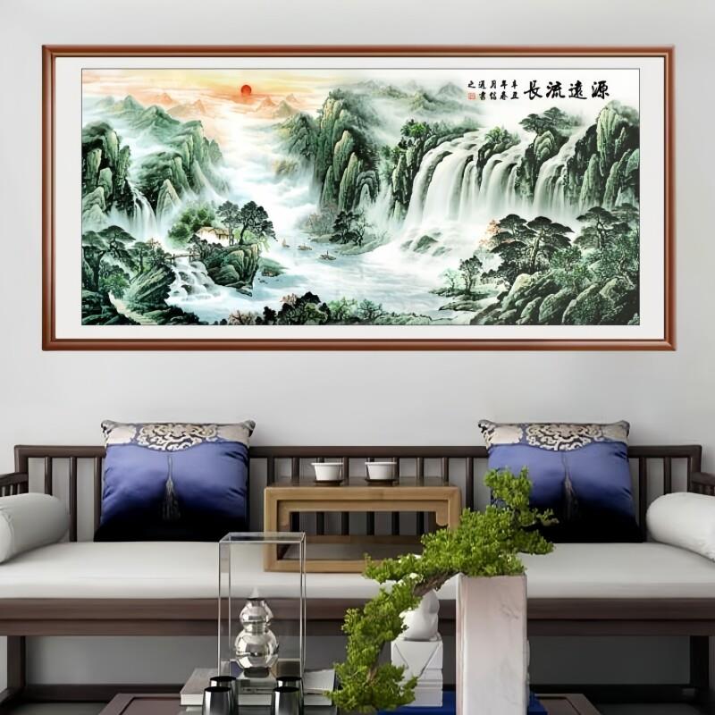 客厅沙发背景国画办公室挂画餐厅装饰画卧室床头壁画新中式山水画