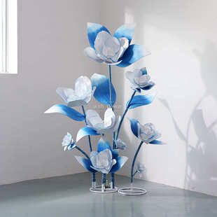 花国风景区布置蓝色陈户外商场dp景美仿真橱窗栀子花防水布点摆件