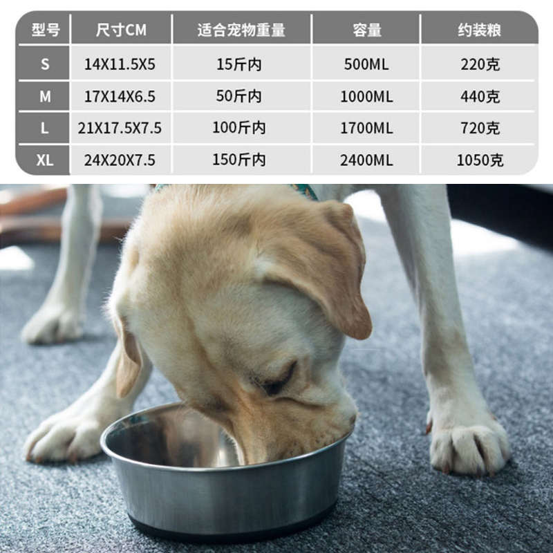 宠物狗碗单碗比熊泰迪猫咪专用金毛食盆狗盆不锈钢防滑大型犬喝水