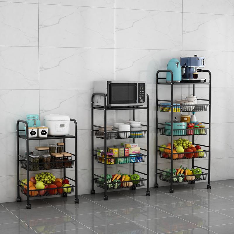 厂家厨房落地置物架客厅小推车多层带轮可移动落地收纳架子