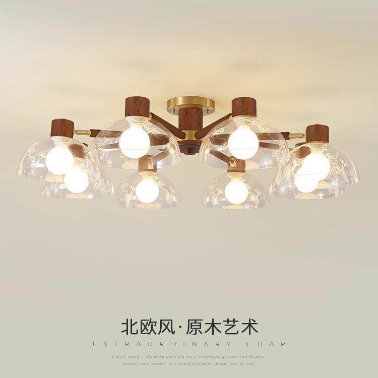 现代简约客厅灯新中式创意原木风卧室书房吸顶灯温馨大方led灯具