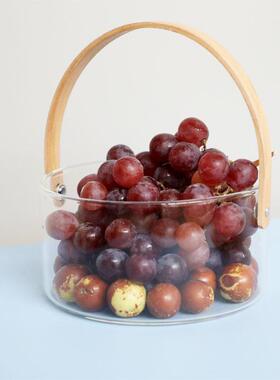 玻璃水果用盘汁客厅家大量创意简约北欧手提篮容子果酒2124桶收纳