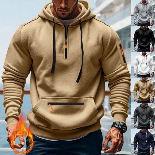 Men's Winter Fleece Lined Casual Set Loose Fit Sporty