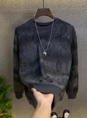 X 56083 Men's Short Sleeve T-Shirt 破洞圆领T恤