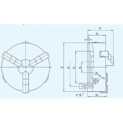 手动K11200C三抓夹头机床车床呼和众环三爪自定心卡盘自定心卡