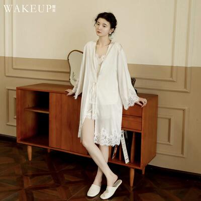 wakeup醒来原创法式真丝结婚晨袍高级感轻奢桑蚕丝新娘睡袍可定制