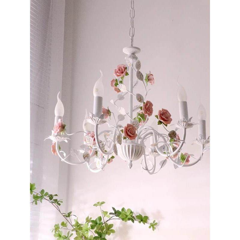 田园卧室吊灯法式客厅儿童房铁艺花草温馨美式复古公主风清新灯具