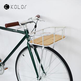 复古铝合金脚踏车篮Kolor前置式竹板设计 车筐配件