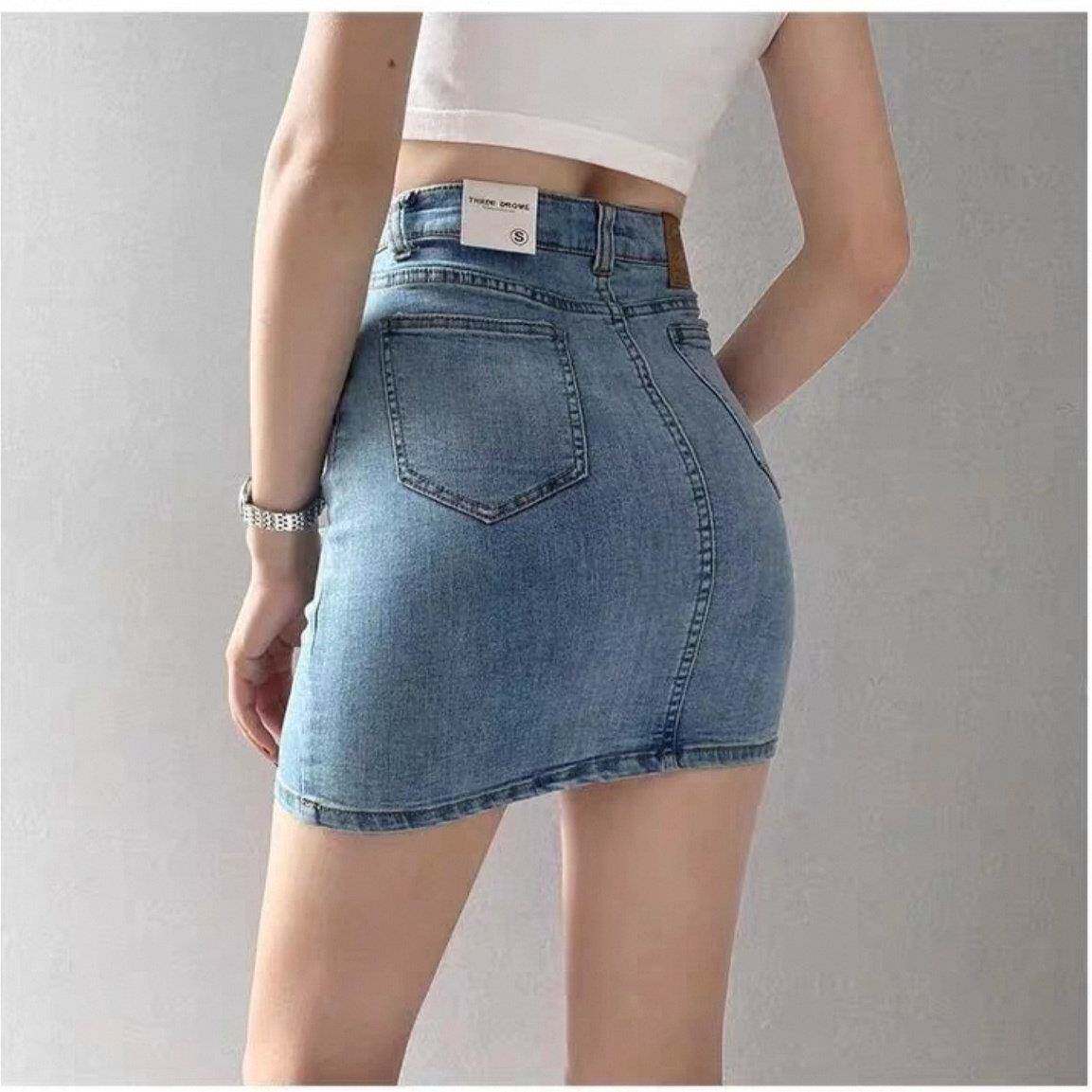 牛仔包臀裙紧身半身裙女2025夏季性感高腰弹力显瘦辣妹短款牛仔裙