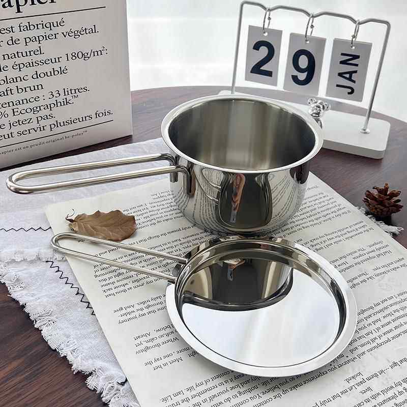 小怪兽18/10不锈钢辅食锅宝宝煮面锅热牛奶家用小奶锅无涂层14cm