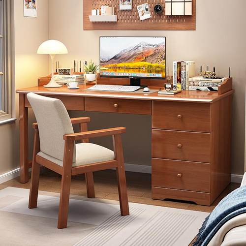 实木书桌成人写字桌现代简约电脑桌家用办公桌卧室桌