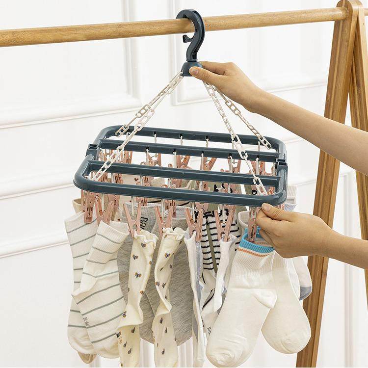 家用多功能挂钩宿舍晒袜子衣架多夹子婴儿防风晾衣架神器挂内衣架