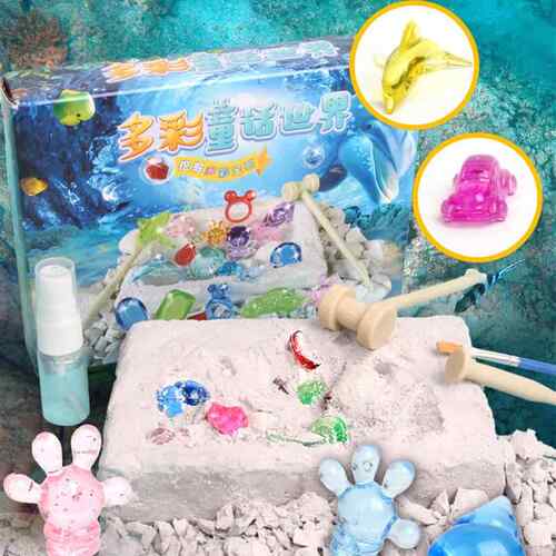 儿童化石考古挖掘玩具diy天然七彩宝石贝壳男女孩早教益智3-5-6岁