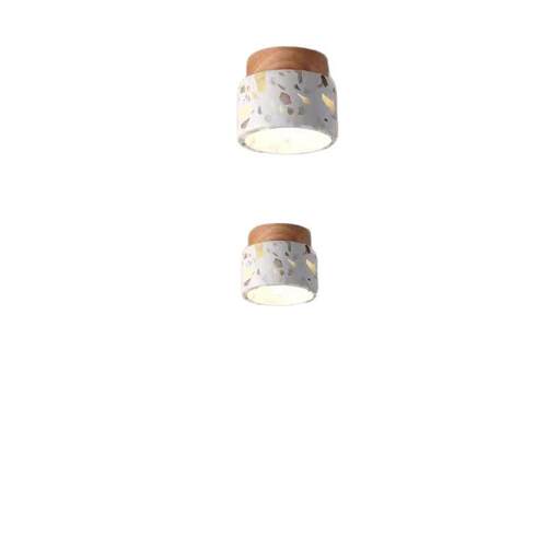 日式侘寂风吸顶灯复古原木色中古水磨石灯入户走廊过道玄关阳台灯