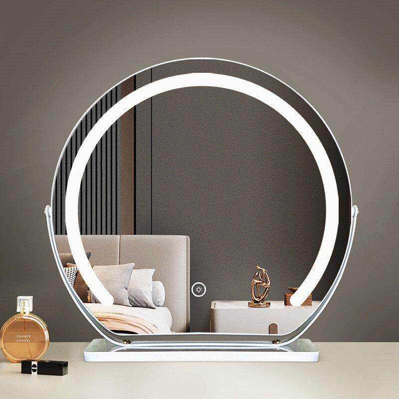 化妆镜台式桌面led智能带灯家用化妆镜轻奢高级网红化妆台镜子大