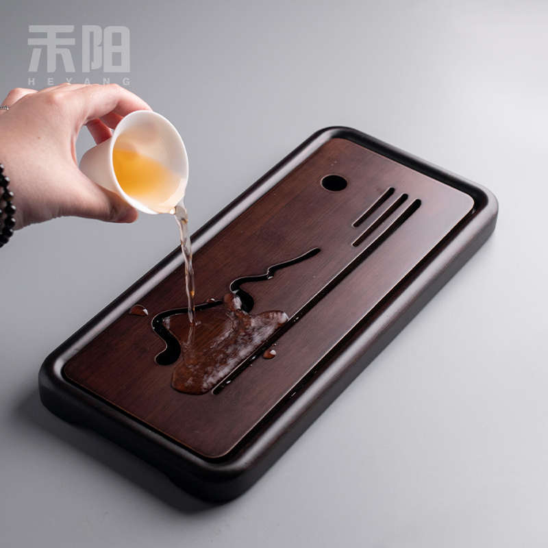 禾阳 竹制茶盘家用简约客厅托盘功夫茶具小型干泡盘一人茶台茶海