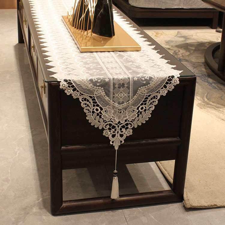 欧式简约轻奢白色蕾丝布艺茶几餐桌桌旗电视柜五斗柜鞋柜防尘盖布,居家布艺,桌旗,淘宝优惠券,粉丝福利购,淘宝优惠卷