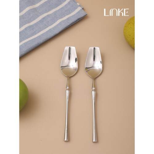 Linke 邻可优雅郁金香小蛮腰餐勺18-10 不锈钢甜品勺家用饭匙食品