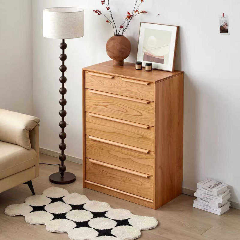 北美樱桃木六斗柜现代简约卧室落地抽屉柜北欧实木客厅中古收纳柜,住宅家具,斗柜,淘宝优惠券,粉丝福利购,淘宝优惠卷