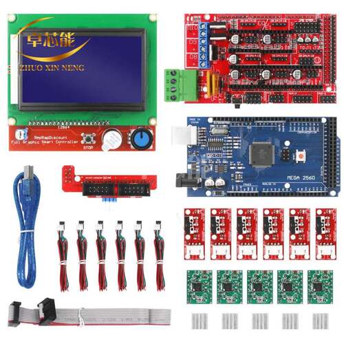 3D打印机套件12864屏MEGA2560主控板RAMPS1.4控制板A4988纸盒
