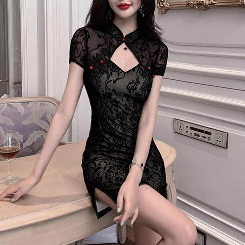 夜总店性感旗袍连衣裙女夜场上班衣服桑拿按摩足浴技师工作服柔式